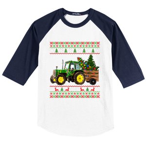 Christmas Is Coming Farmers Santa Claus Reindeer Tractor Cool Gift Baseball Sleeve Shirt