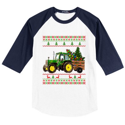 Christmas Is Coming Farmers Santa Claus Reindeer Tractor Cool Gift Baseball Sleeve Shirt