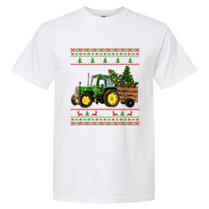 Christmas Is Coming Farmers Santa Claus Reindeer Tractor Cool Gift Garment-Dyed Heavyweight T-Shirt