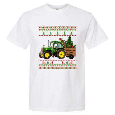 Christmas Is Coming Farmers Santa Claus Reindeer Tractor Cool Gift Garment-Dyed Heavyweight T-Shirt