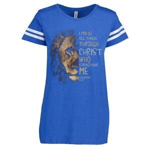 Christian I Can Do All Things Through Christ Lion Faith Enza Ladies Jersey Football T-Shirt