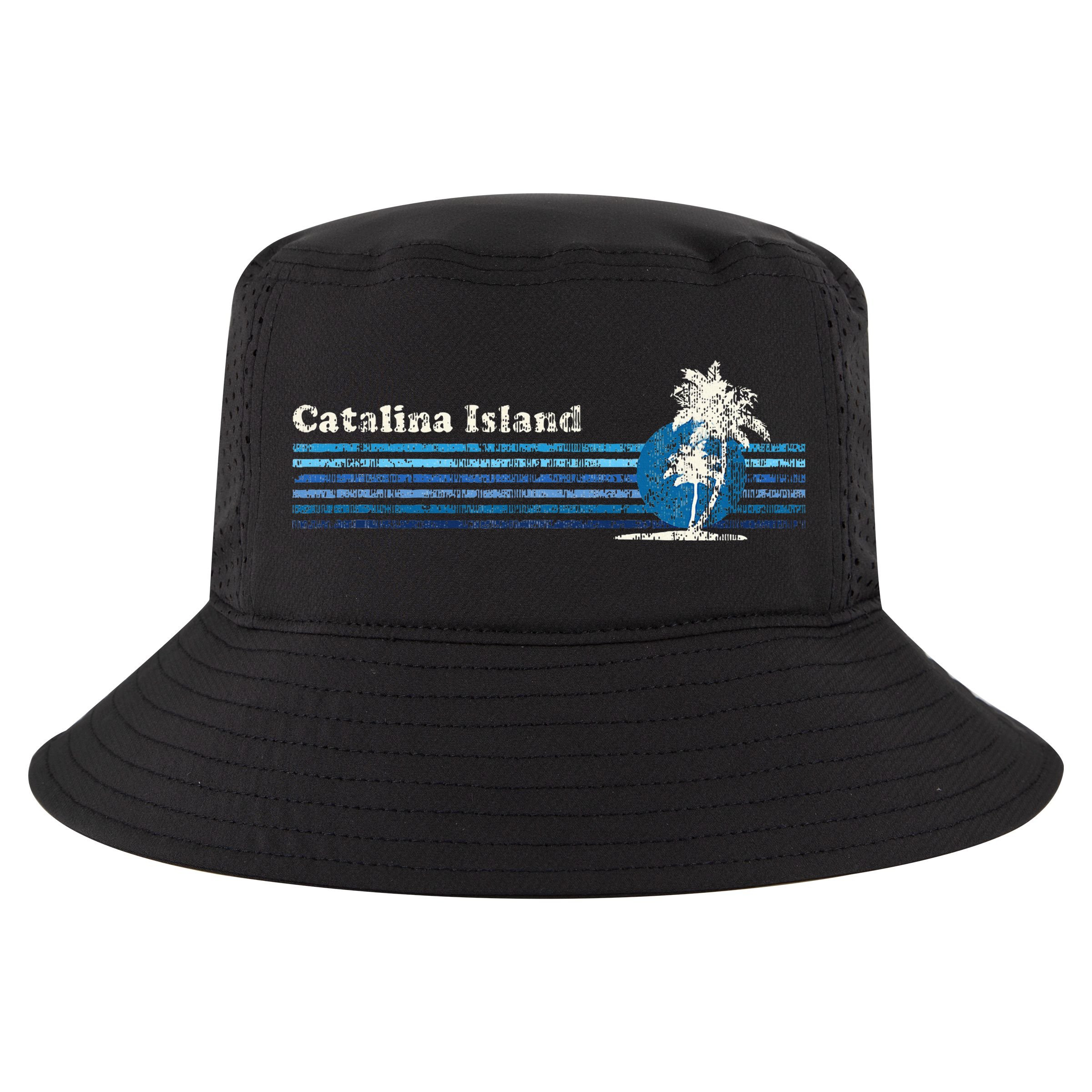 Catalina Island Ca Vintage 80s Palm Trees Sunset Cool Comfort Performance Bucket Hat