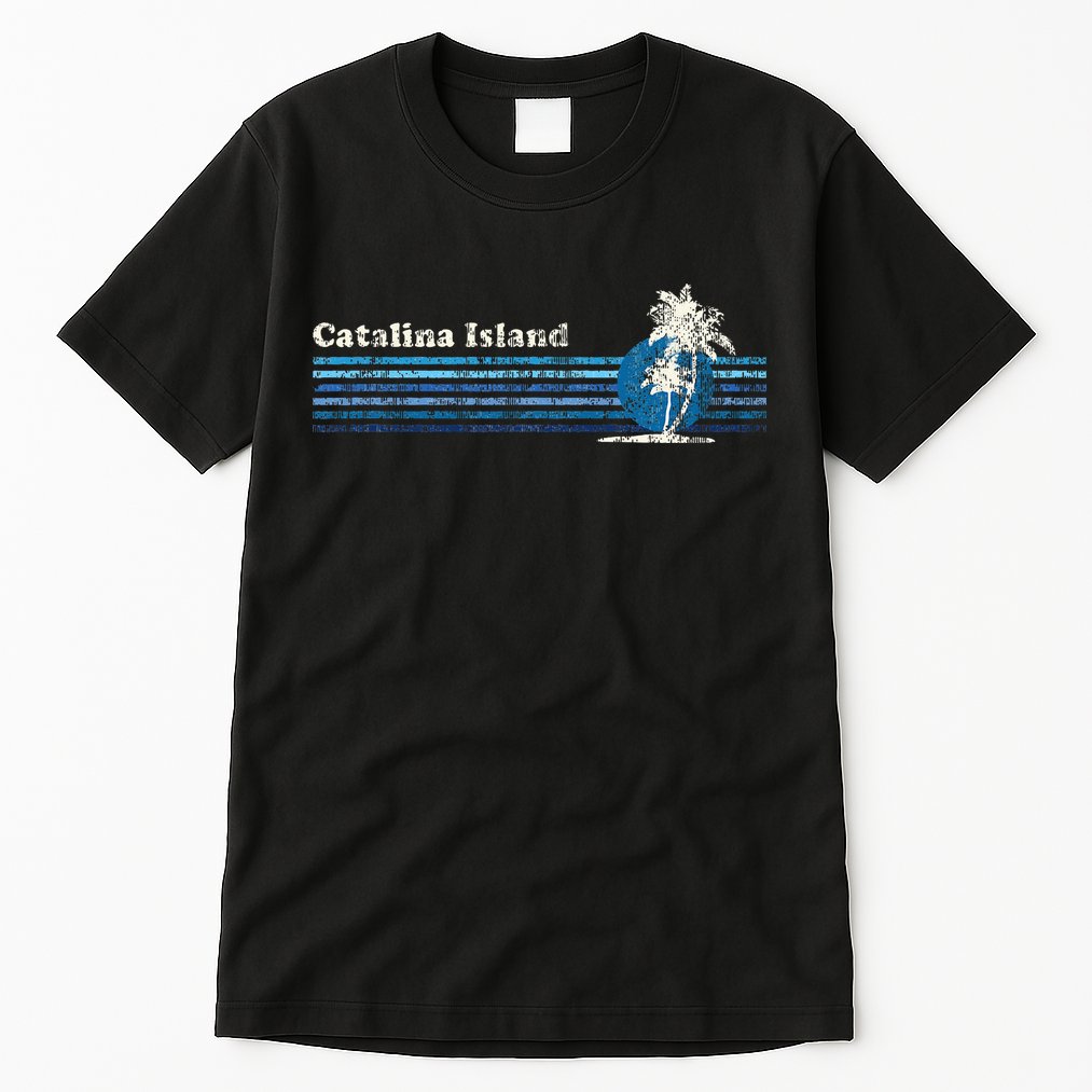 Catalina Island Ca Vintage 80s Palm Trees Sunset Tall T-Shirt