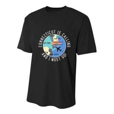 Connecticut Is Calling And I Must Go Connecticut State Youth Performance Sprint T-Shirt