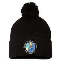 Connecticut Is Calling And I Must Go Connecticut State Pom Pom 12in Knit Beanie