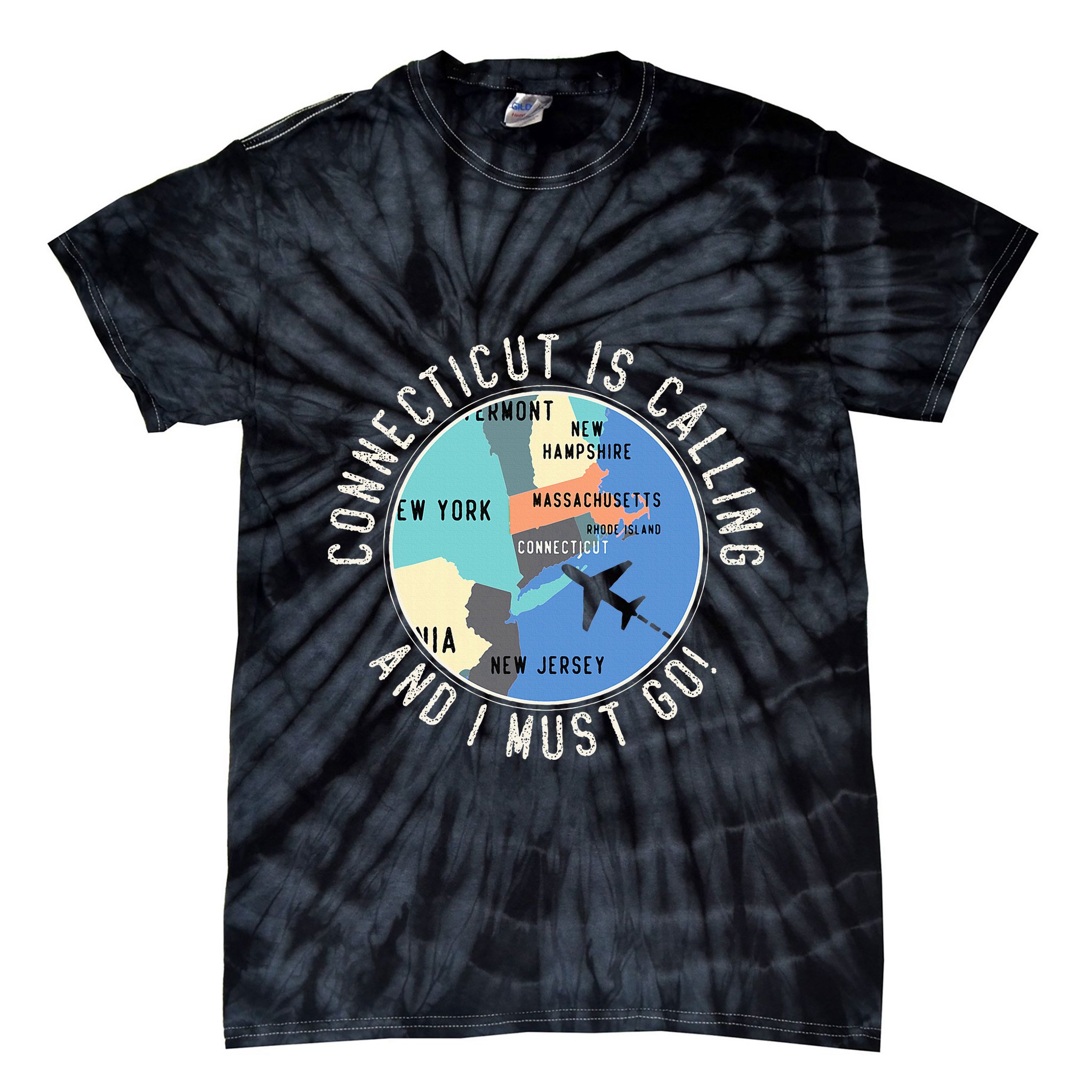 Connecticut Is Calling And I Must Go Connecticut State Tie-Dye T-Shirt