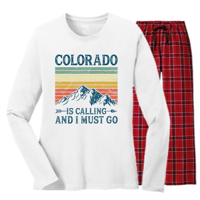 Colorado Is Calling And I Must Go Women's Long Sleeve Flannel Pajama Set 