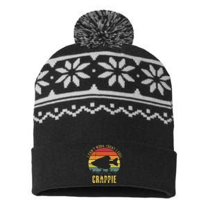 Cute I Cant Work Today I Feel Crappie Retro Funny Fishing USA-Made Snowflake Beanie