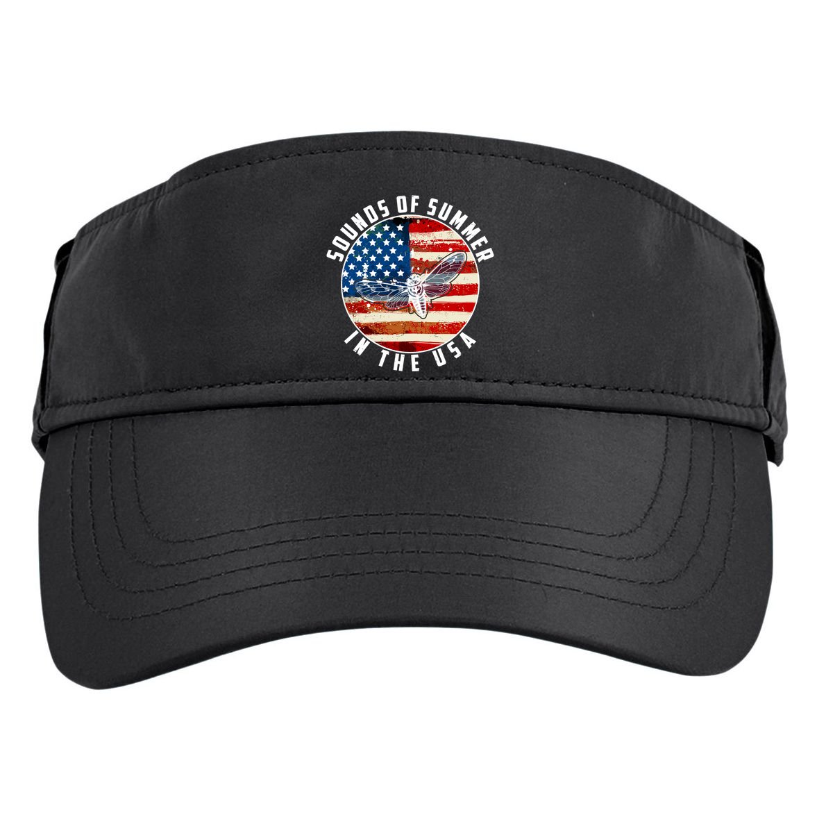 Cicadas Sounds Of Summer In The USA Flag Adult Drive Performance Visor