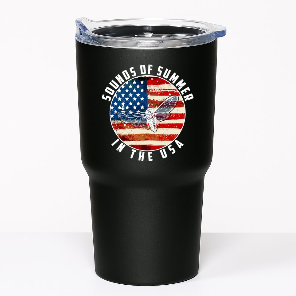 Cicadas Sounds Of Summer In The USA Flag Tumbler