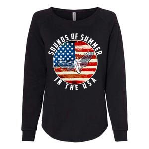 Cicadas Sounds Of Summer In The USA Flag Womens California Wash Sweatshirt