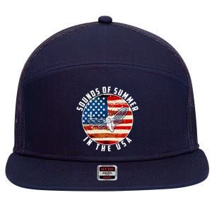 Cicadas Sounds Of Summer In The USA Flag 7 Panel Mesh Trucker Snapback Hat