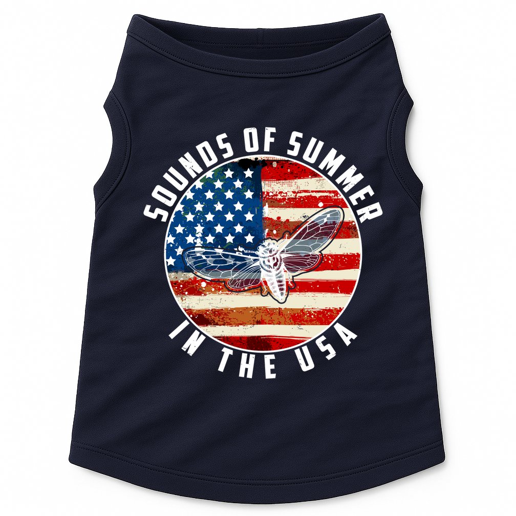 Cicadas Sounds Of Summer In The USA Flag Doggie Tank