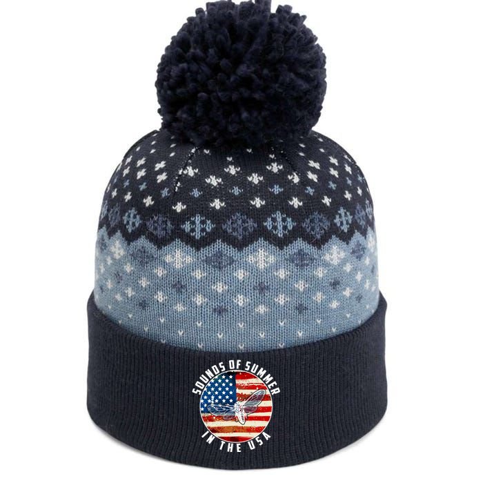 Cicadas Sounds Of Summer In The USA Flag The Baniff Cuffed Pom Beanie