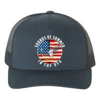 Cicadas Sounds Of Summer In The USA Flag Yupoong Adult 5-Panel Trucker Hat