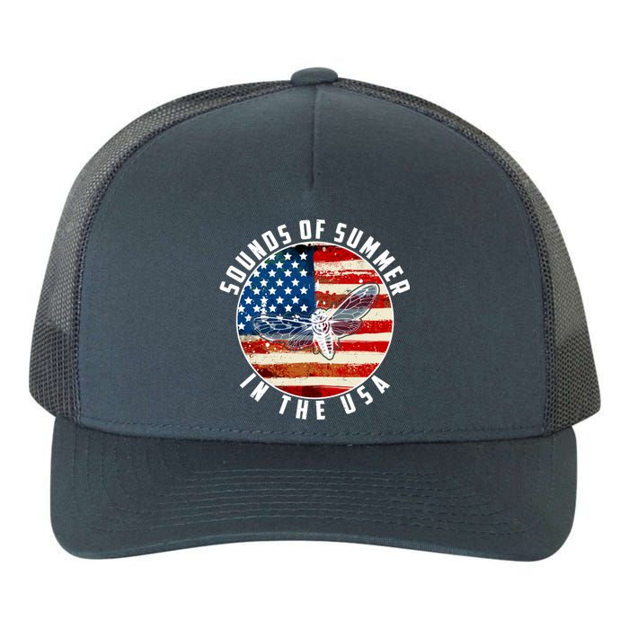 Cicadas Sounds Of Summer In The USA Flag Yupoong Adult 5-Panel Trucker Hat