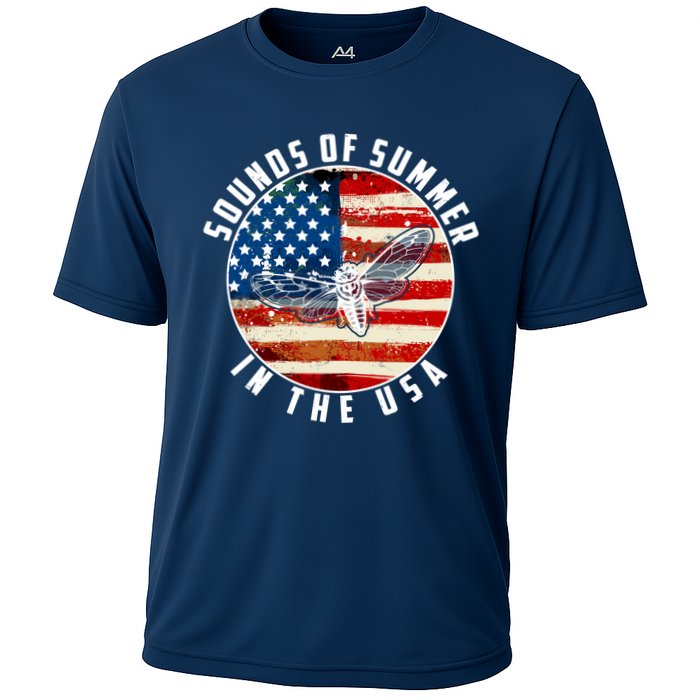 Cicadas Sounds Of Summer In The USA Flag Cooling Performance Crew T-Shirt