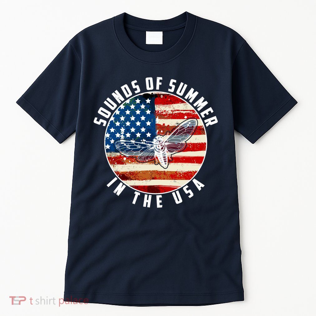 Cicadas Sounds Of Summer In The USA Flag Tall T-Shirt