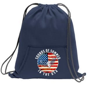 Cicadas Sounds Of Summer In The USA Flag Sweatshirt Cinch Pack Bag