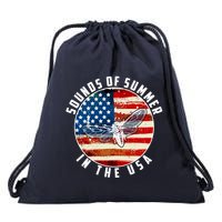 Cicadas Sounds Of Summer In The USA Flag Drawstring Bag
