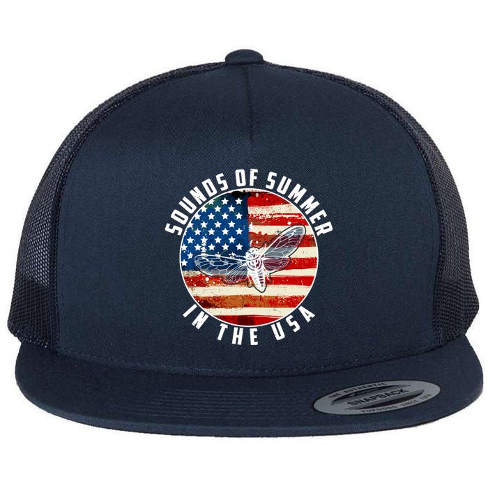 Cicadas Sounds Of Summer In The USA Flag Flat Bill Trucker Hat