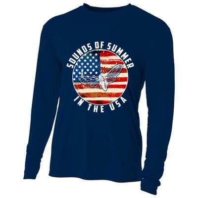 Cicadas Sounds Of Summer In The USA Flag Cooling Performance Long Sleeve Crew