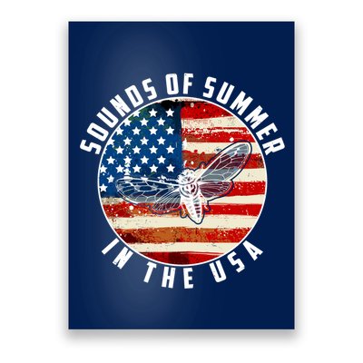 Cicadas Sounds Of Summer In The USA Flag Poster