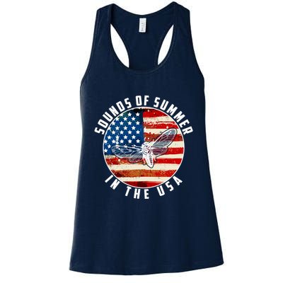 Cicadas Sounds Of Summer In The USA Flag Womens Tank Top