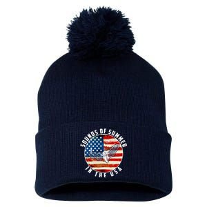 Cicadas Sounds Of Summer In The USA Flag Pom Pom 12in Knit Beanie