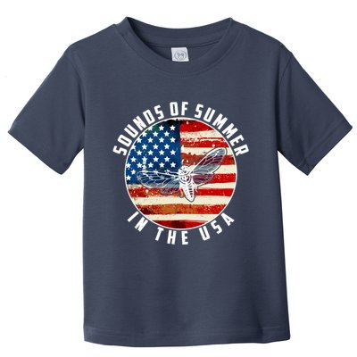 Cicadas Sounds Of Summer In The USA Flag Toddler T-Shirt