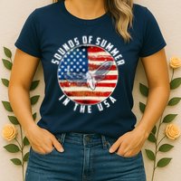 Cicadas Sounds Of Summer In The USA Flag Womens T-Shirt