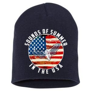 Cicadas Sounds Of Summer In The USA Flag Short Acrylic Beanie