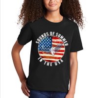 Cicadas Sounds Of Summer In The USA Flag Kids T-Shirt