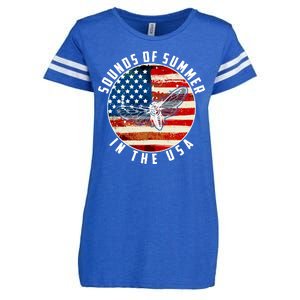 Cicadas Sounds Of Summer In The USA Flag Enza Ladies Jersey Football T-Shirt