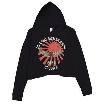 Cicadas The Great Eastern Brood X 2021 Vintage Japanese Sunburst Crop Fleece Hoodie