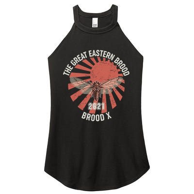 Cicadas The Great Eastern Brood X 2021 Vintage Japanese Sunburst Women's Perfect Tri Rocker Tank