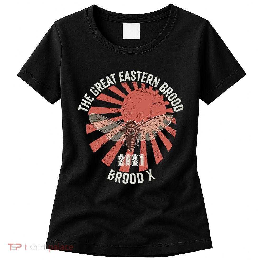 Cicadas The Great Eastern Brood X 2021 Vintage Japanese Sunburst Womens T-Shirt