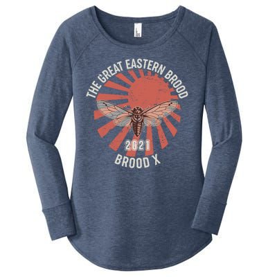 Cicadas The Great Eastern Brood X 2021 Vintage Japanese Sunburst Women's Perfect Tri Tunic Long Sleeve Shirt