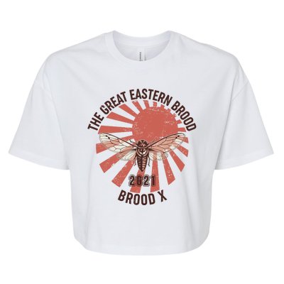 Cicadas The Great Eastern Brood X 2021 Vintage Japanese Sunburst Bella+Canvas Jersey Crop Tee