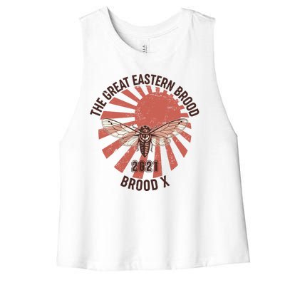 Cicadas The Great Eastern Brood X 2021 Vintage Japanese Sunburst Women's Racerback Cropped Tank