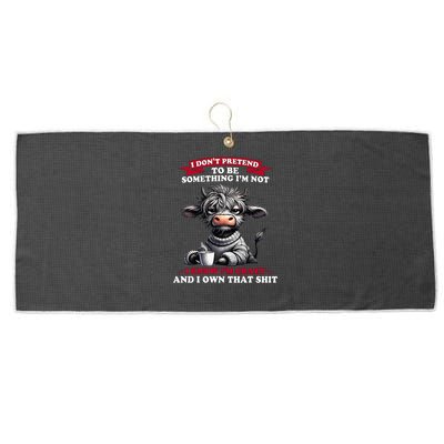 Cow I Don't Pretend To Be Something I'm Not I Know I'm Crazy  Large Microfiber Waffle Golf Towel