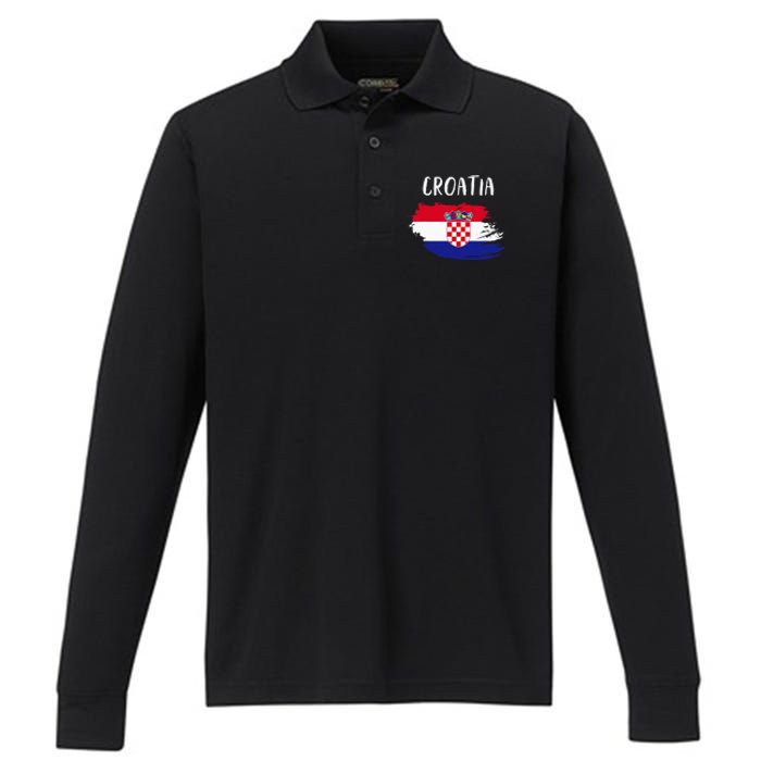 Croatia Indepedence Day Croatia Flag Performance Long Sleeve Polo