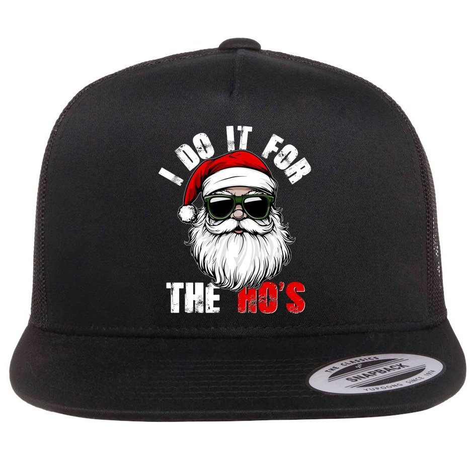 Christmas I Do It For The Hos Santa Claus Flat Bill Trucker Hat