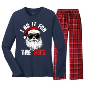 Christmas I Do It For The Hos Santa Claus Women's Long Sleeve Flannel Pajama Set 