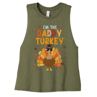 Cool I'm Daddy Turkey Thankful Papa Happy Thanksgiving Dad Women's Racerback Cropped Tank