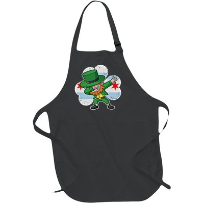 Chicago Irish Dabbing Leprechaun St Patricks Day Gift Full-Length Apron With Pockets