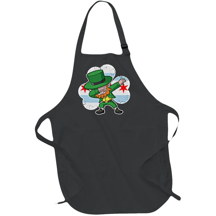 Chicago Irish Dabbing Leprechaun St Patricks Day Gift Full-Length Apron With Pockets