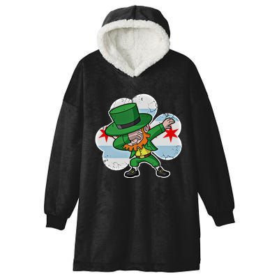 Chicago Irish Dabbing Leprechaun St Patricks Day Gift Hooded Wearable Blanket