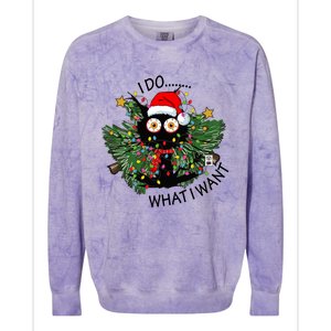 Cat I Do What I Want Christmas Tree Funny Cat Gift Colorblast Crewneck Sweatshirt