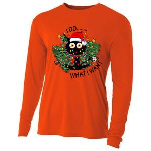 Cat I Do What I Want Christmas Tree Funny Cat Gift Cooling Performance Long Sleeve Crew